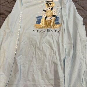 Vineyard Vines Light Blue Long Sleeve Shirt With Rescue Pup On The Back